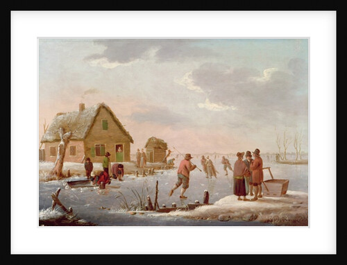 Figures Skating in a Winter Landscape by Hendrik Willem Schweickhardt