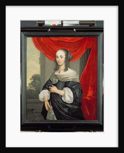 Portrait of a Lady, standing three-quarter length, holding a fan by Jacob or Jacques van Loo