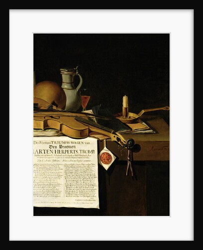 Vanitas still life homage to Admiral Marten Herpertszwoon Tromp, 1655 by Antonius Leemans
