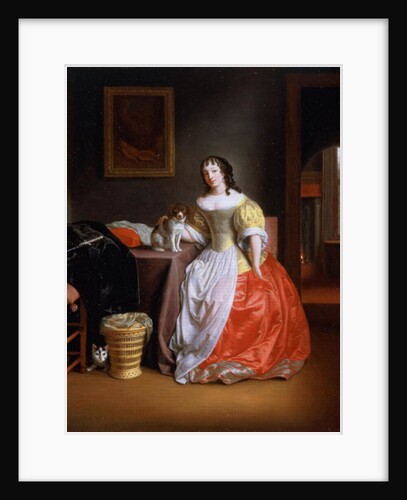 Lady in a yellow and red dress by Samuel van Hoogstraten