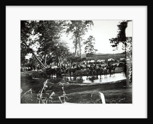 Federal battery fording a tributary of the river Rappahannock on battle day, Cedar Mountain, Virginia, August 9th, 1862 by American Photographer
