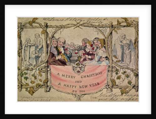 Christmas Card, example of the first known Christmas card being used, 1843 by John Callcott Horsley