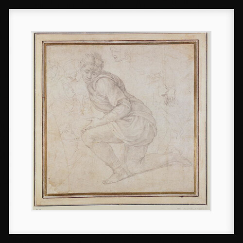 Inv. 5211-75 Fawkener Recto Kneeling man by Michelangelo Buonarroti