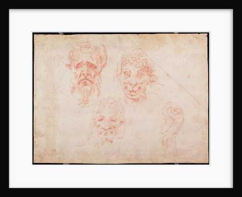 W.33 Sketches of satyrs' faces by Michelangelo Buonarroti