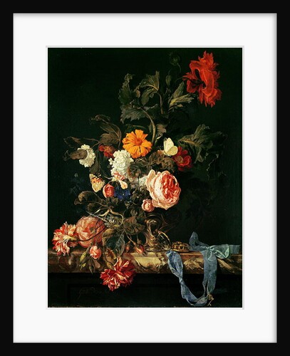 Flower Still Life with a Timepiece, 1663 by Willem van Aelst