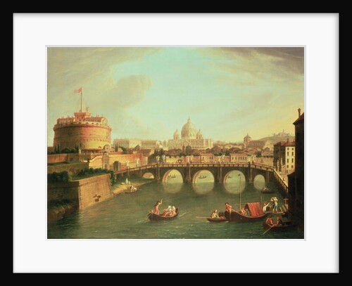 A View of Rome with the Bridge and Castel St. Angelo by the Tiber by Gaspar van (1653-1736) Wittel