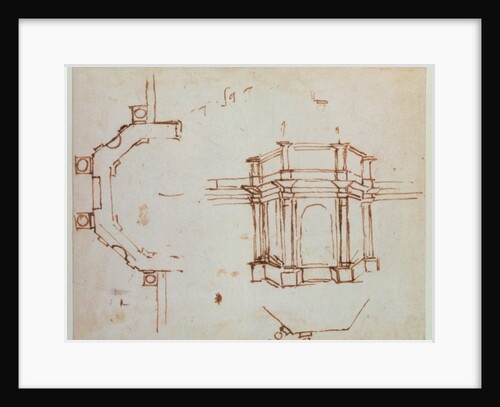 W.24r Architectural sketch by Michelangelo Buonarroti