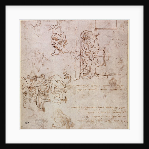 W.3v Roughly sketched designs for furniture and decorations by Michelangelo Buonarroti