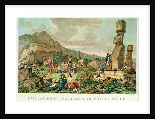 Islanders and Monuments of Easter Island by Gaspard Duche de Vancy