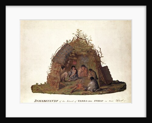 Inhabitants of the Island of Terra del Fuego in their Hut by Alexander Buchan