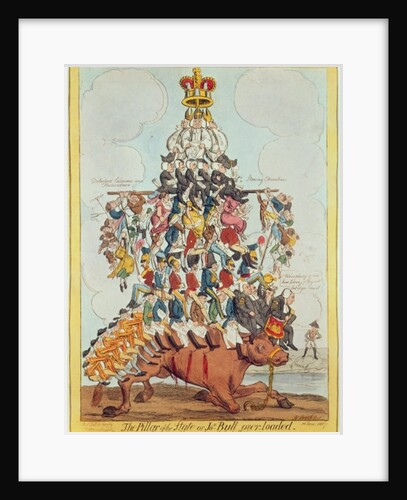 The Pillar of the State, or John Bull Overloaded, after Cruikshank in 1819, 1827 by Henry Heath