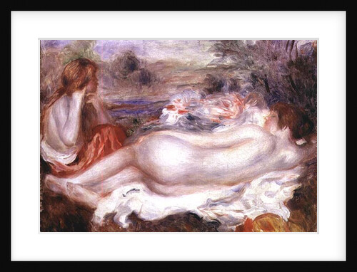 Bather reclining and a young girl doing her hair, 1896 by Pierre Auguste Renoir