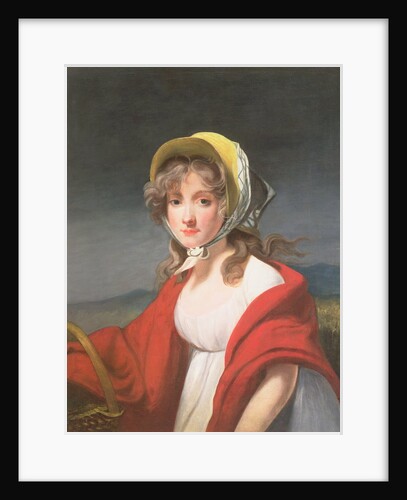 Portrait of a girl wearing a red shawl by Richard Westall