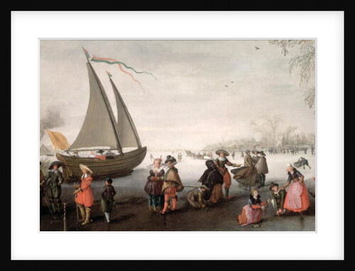 Skaters and a golf party on the ice by David Vinckboons