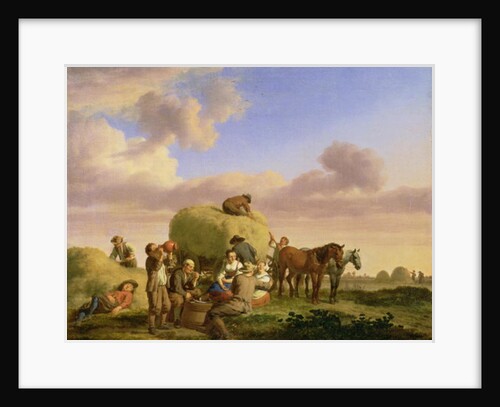 Haymakers resting in a field by Adriaen van de Velde