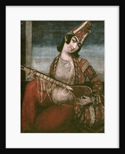 Young Woman Playing a Guitar by Iranian School