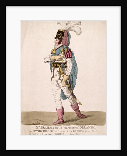 Mr. Braham in the character of Orlando from Shakespeare's 'As You Like It', pub. 1802 by Robert Dighton