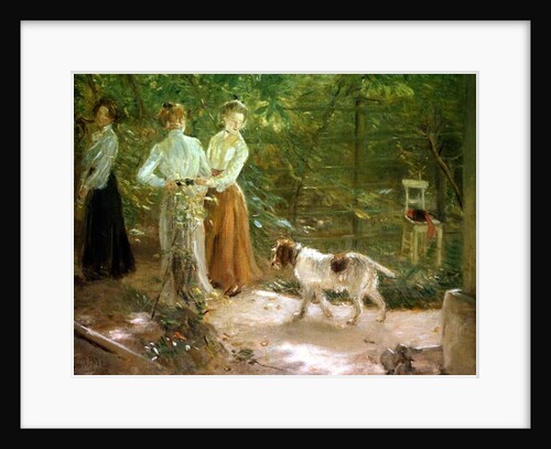 View of the artist's garden with his daughters, 1903 by Fritz von Uhde