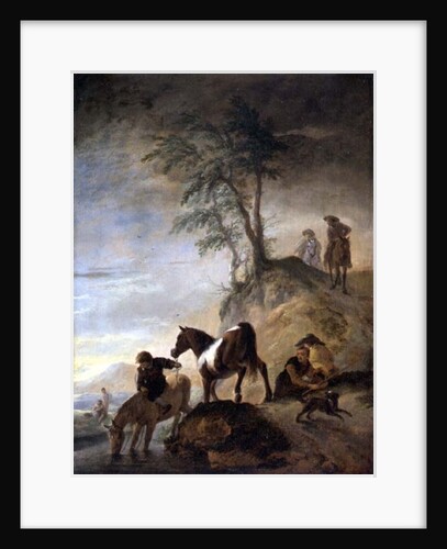 Riders watering their horses by Philips Wouwermans or Wouwerman