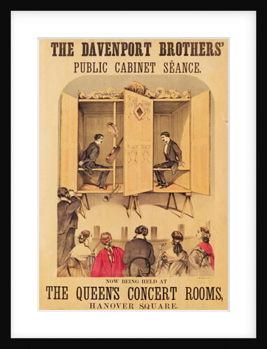 Poster advertising a psychic performance by the Davenport Brothers, 1865 by English School