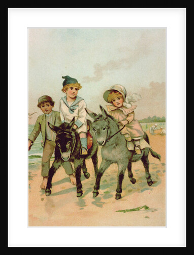Children Riding Donkeys at the Seaside by Harriet M. Bennett