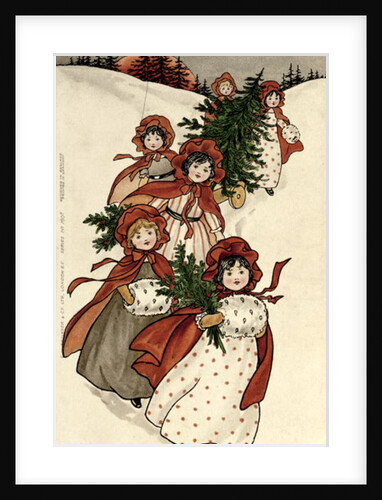 Little Girls with Holly and the Christmas Tree by Florence Hardy