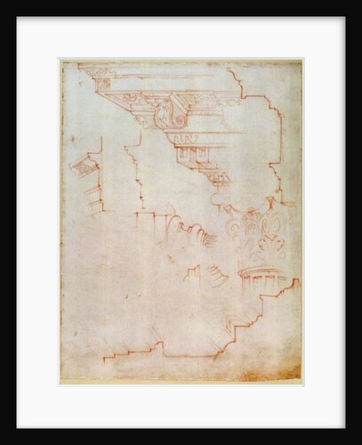 Inv. 1859 6-25-560/2. R. Drawing of architectural details by Michelangelo Buonarroti