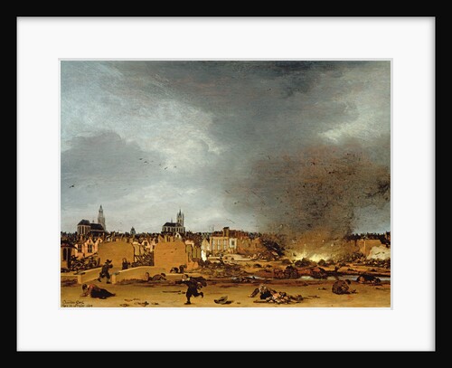 A view of Delft with the Explosion of 1654 by Egbert van der Poel