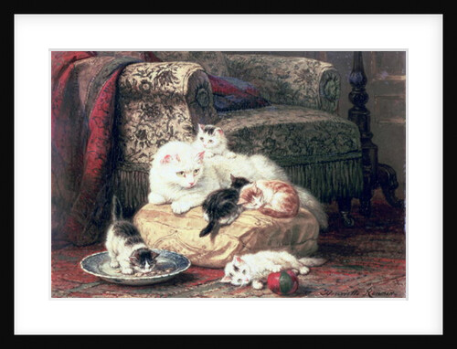 Cat with her Kittens on a Cushion by Henriette Ronner-Knip
