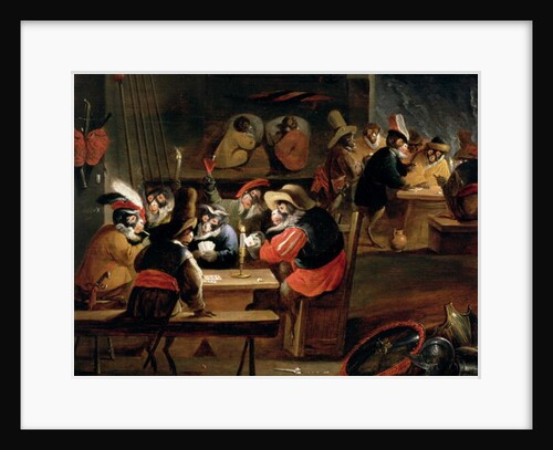 Monkeys in a Tavern, detail of the card game by Ferdinand van Kessel