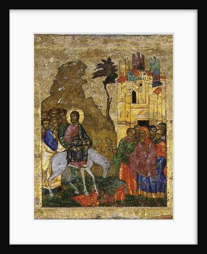 The Entry into Jerusalem, Russian icon from the iconostasis in the Cathedral of St. Sophia, Novgorod School, 14th century by Anonymous