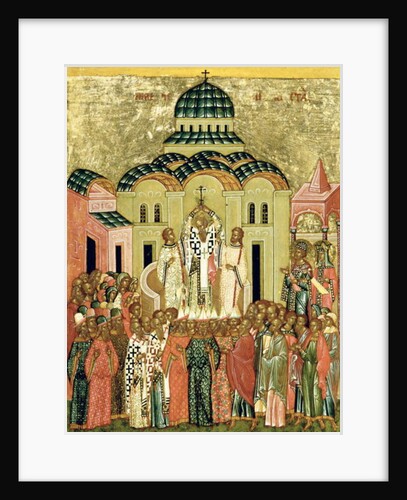 The Exaltation of the Cross, Russian icon from the Cathedral of St. Sophia, Novgorod School, 15th century by Anonymous