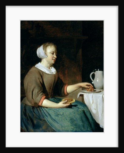 Portrait of a Girl Seated at a Table by Gabriel Metsu