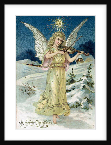 Angel with Violin, Victorian postcard by Anonymous