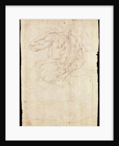 Drawing of a male standing figure by Michelangelo Buonarroti