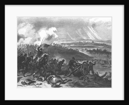 Battle of Gettysburg - Final Charge of the Union Forces at Cemetery Hill, 1863 pub. 1865 by American School