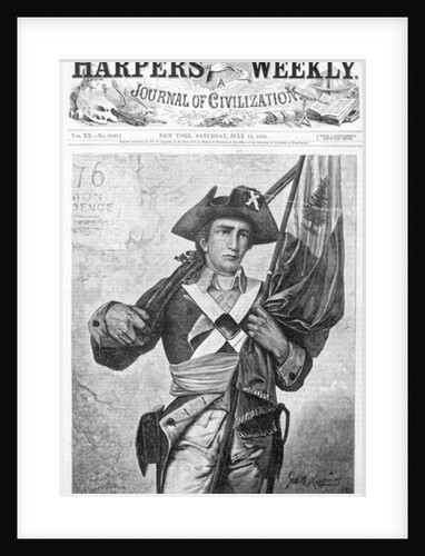 76 Minuteman or Continental Soldier holding a musket flag by George Willoughby Maynard