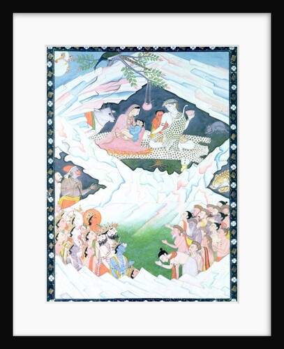 The Holy Family of Shiva and Parvati on Mount Kailash by School Indian