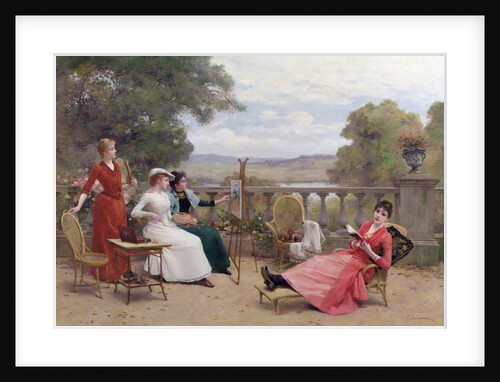 Painting on the Terrace by Jules Frederic Ballavoine