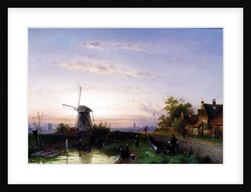 Windmill at Sunset by Charles-Henri-Joseph Leickert