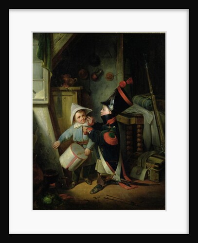 Two Boys Dressing Up as Soldiers by Claude Jacquand