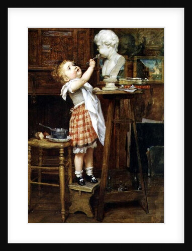 Young Girl Feeding a Statue by Timoleon Marie Lobrichon