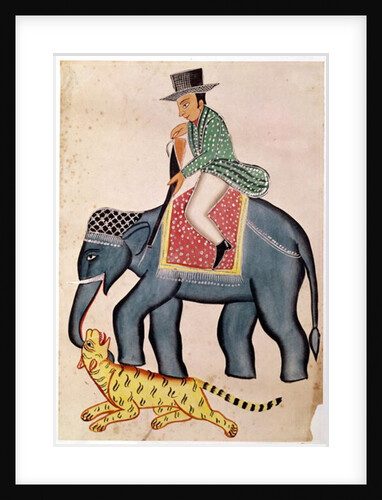 An Englishman Shooting a Tiger from an Elephant, Calcutta, c.1830 by Anonymous