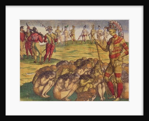 Capture of the Aztecs by the Spanish Colonists, book illustration, c.1550 by Theodor de Bry