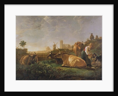 A Distant View of Dordrecht with Sleeping Herdsman and Five Cows, c.1650-52 by Aelbert Cuyp