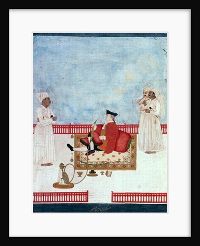 A European Seated on a Terrace with Attendants, c.1760-63 by Dip Chand