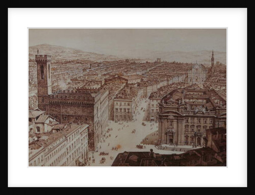 View of Piazza di San Firenze and Piazza Santa Croce, Florence by Giuseppe and Sanesi Nicola Poggi