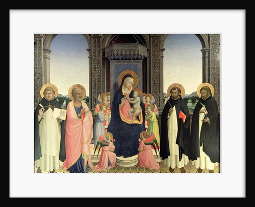Virgin and Child enthroned with Angels and St. Thomas Aquinas, St. Barnabas, St. Dominic, and St. Peter Martyr, c.1422 by Fra Angelico
