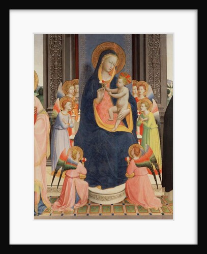 Detail from the Politico Di San Domenico showing the Virgin and Child enthroned with Eight angels, c.1422 by Fra (c.1387-1455) Angelico