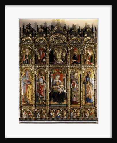 Polyptyc showing a Pieta, and the inferior party a madonna with Child by Carlo Crivelli